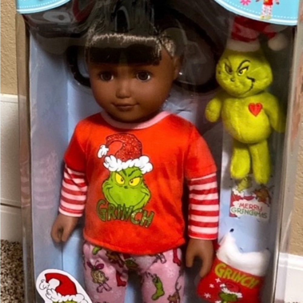 Festive Grinch Doll Set with Plush Toy